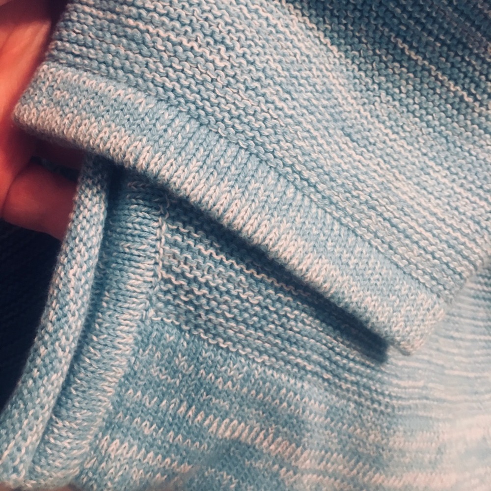 Cardigan Sweater 3X Teal Knit Open Long 1-Button Rolled Trim V-Neck Cottagecore - Picture 8 of 14